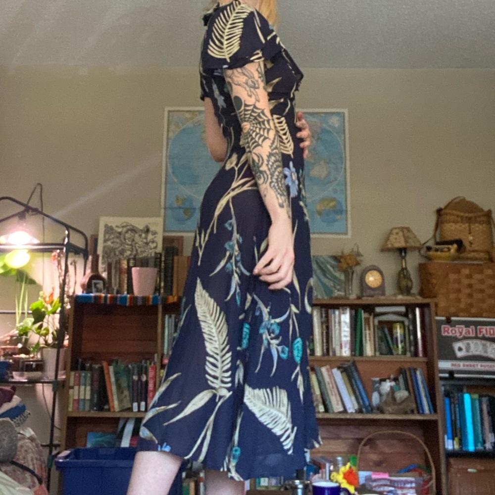 Christy Dawn Daisy Dress Small Chiffon Jasper Navy Floral